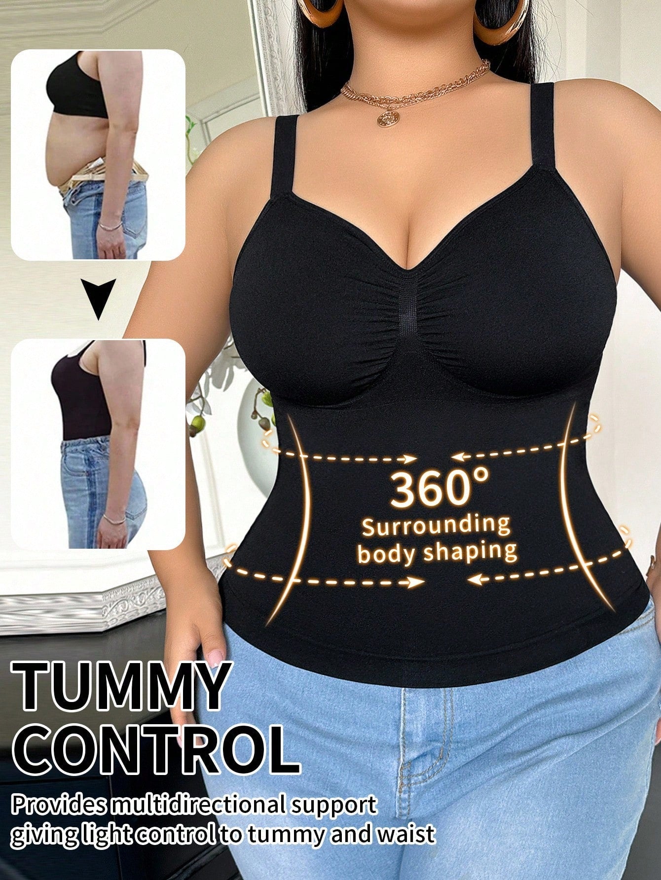 SHEIN 1pc Women's Seamless Shaping Top, Waist & Abdomen Slimming, Simp ...